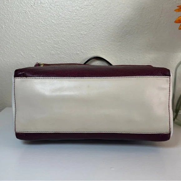 Kate Spade Plum Cream Leather Shoulder Bag Zip Top Flap Gold - Picture 6 of 16